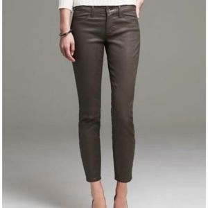 Banana Republic | Jeans Moto Coated Skinny Olive Green Faux Leather Sz 29L